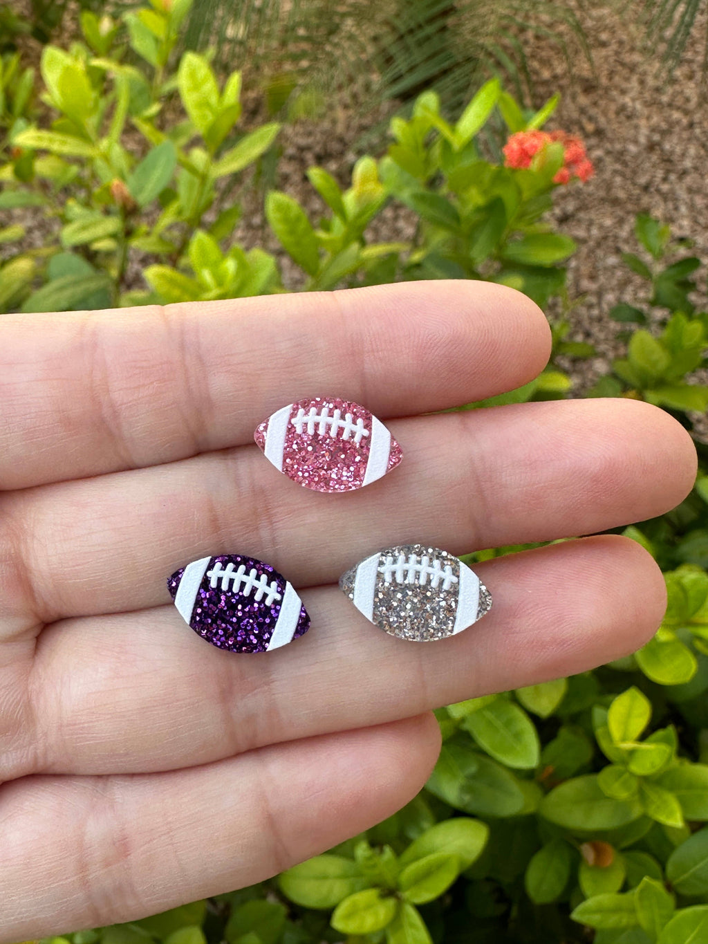 Football Glitter Acrylic Studs, Football Earrings