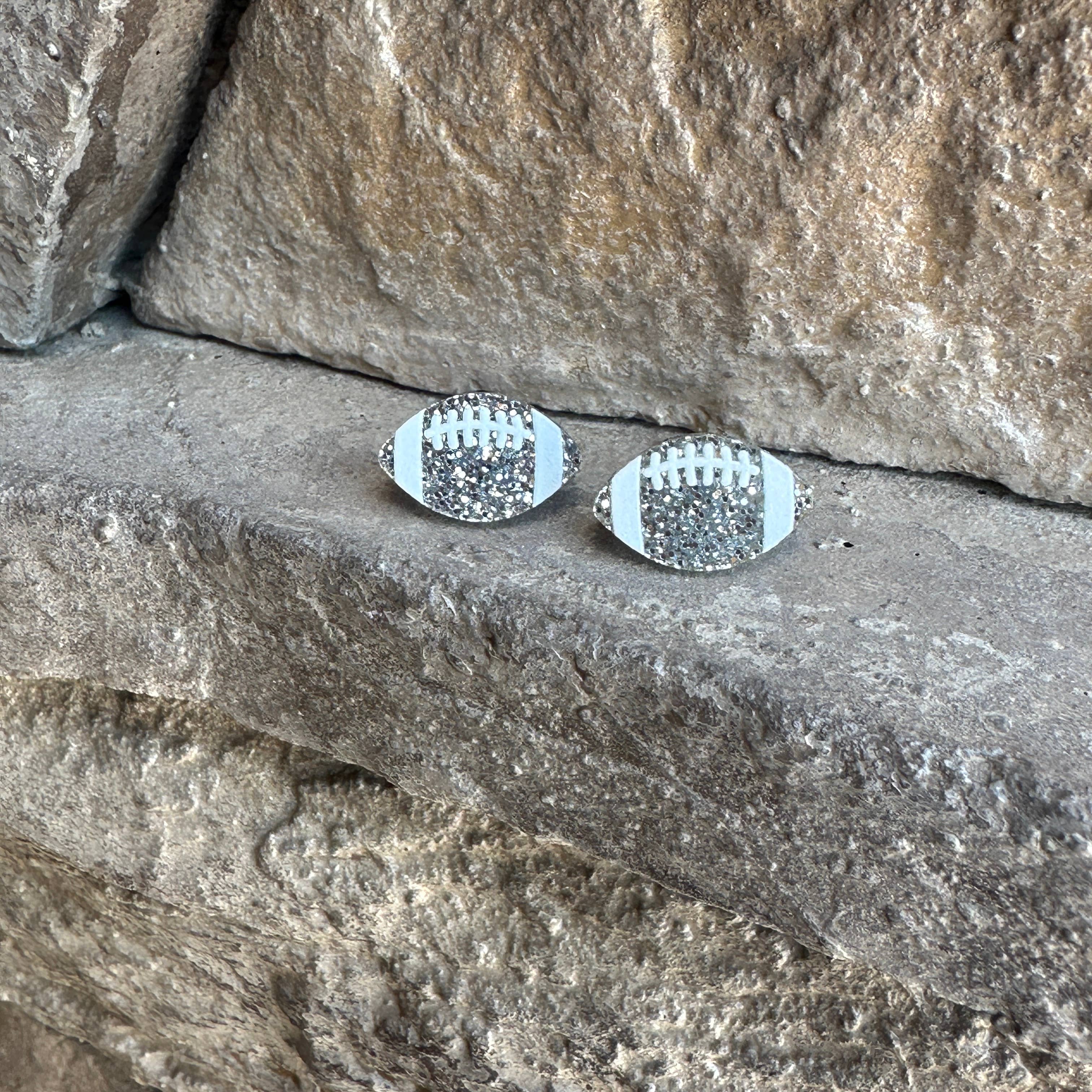 Football Glitter Acrylic Studs, Football Earrings