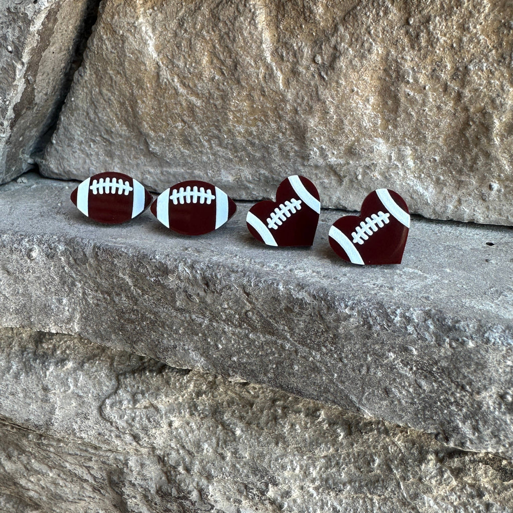 Football Acrylic Earrings, Team Spirit, Sports Earrings: Heart shape