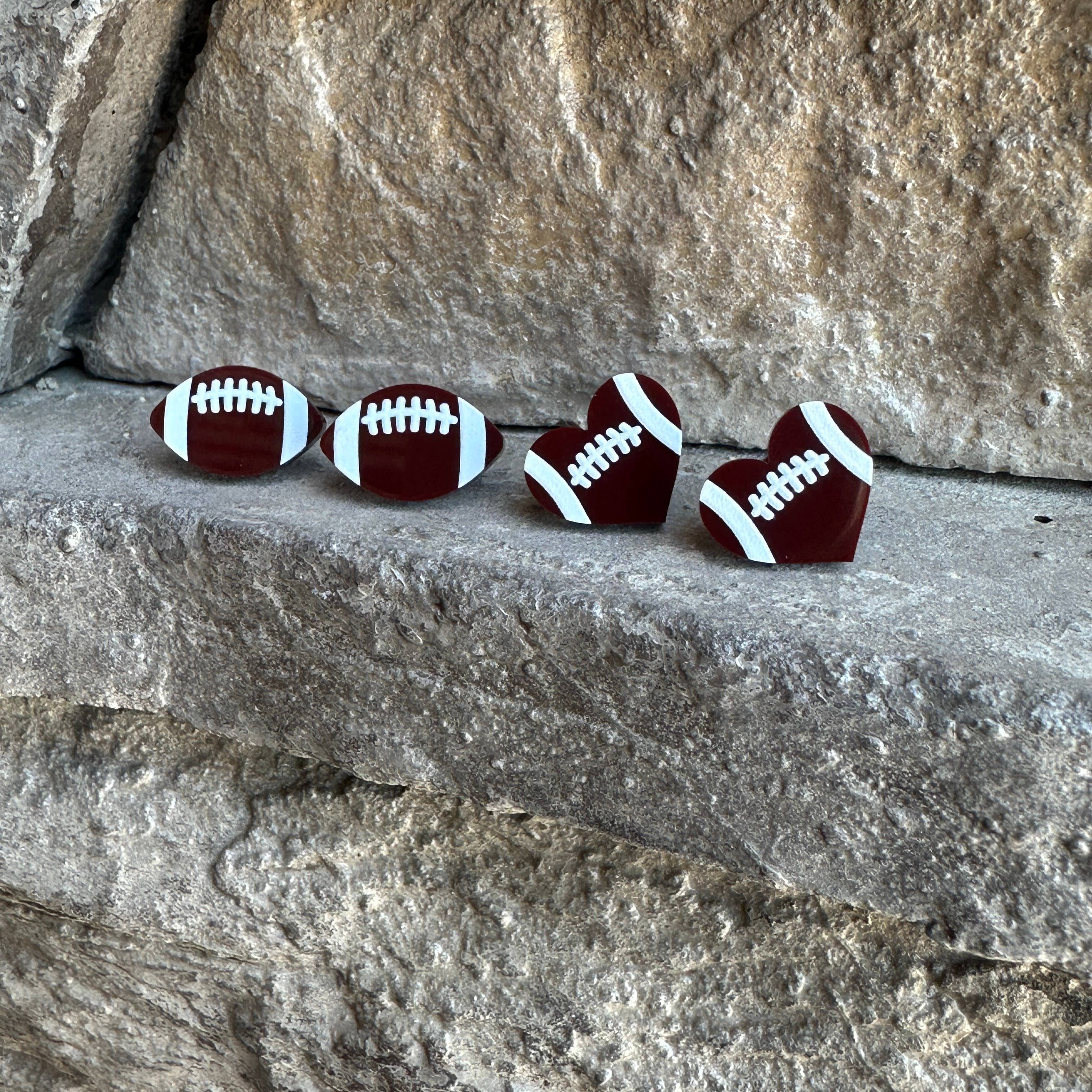 Football Acrylic Earrings, Team Spirit, Sports Earrings: Heart shape