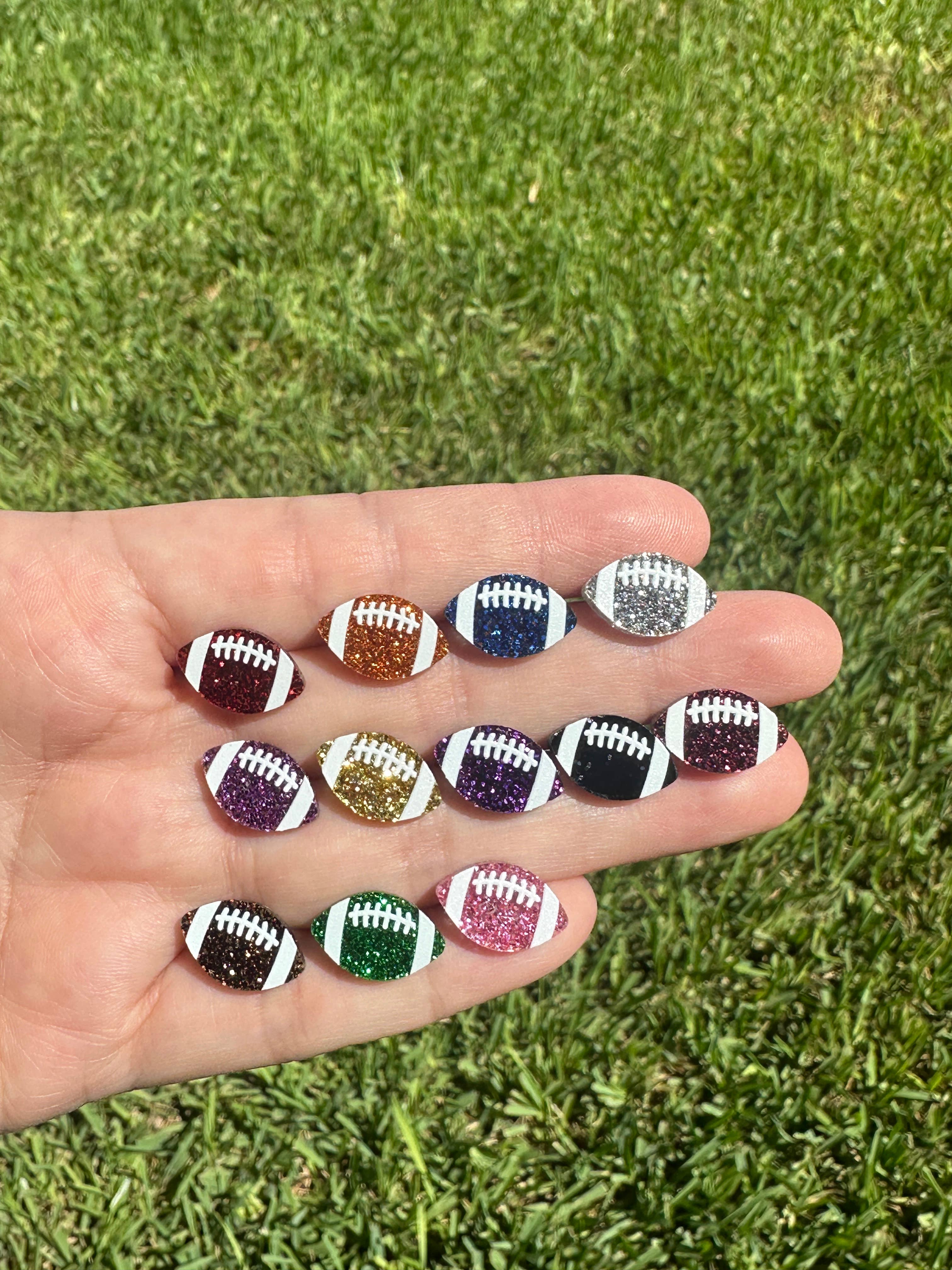 Football Glitter Acrylic Studs, Football Earrings