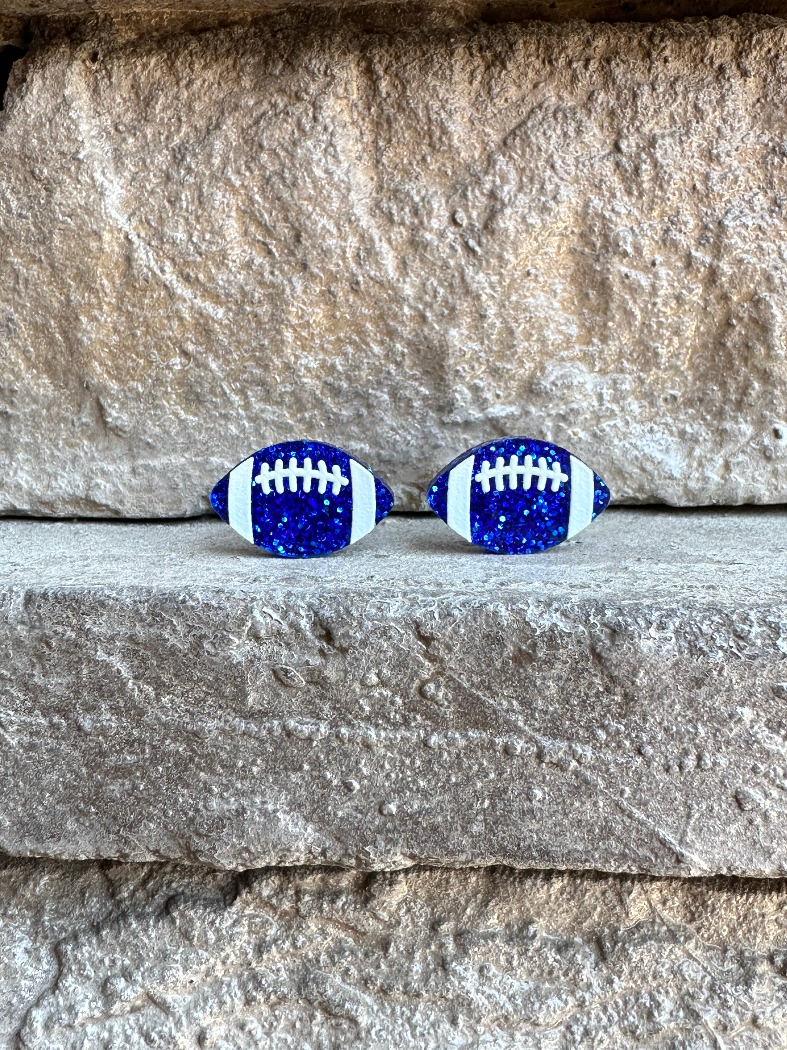 Football Glitter Acrylic Studs, Football Earrings