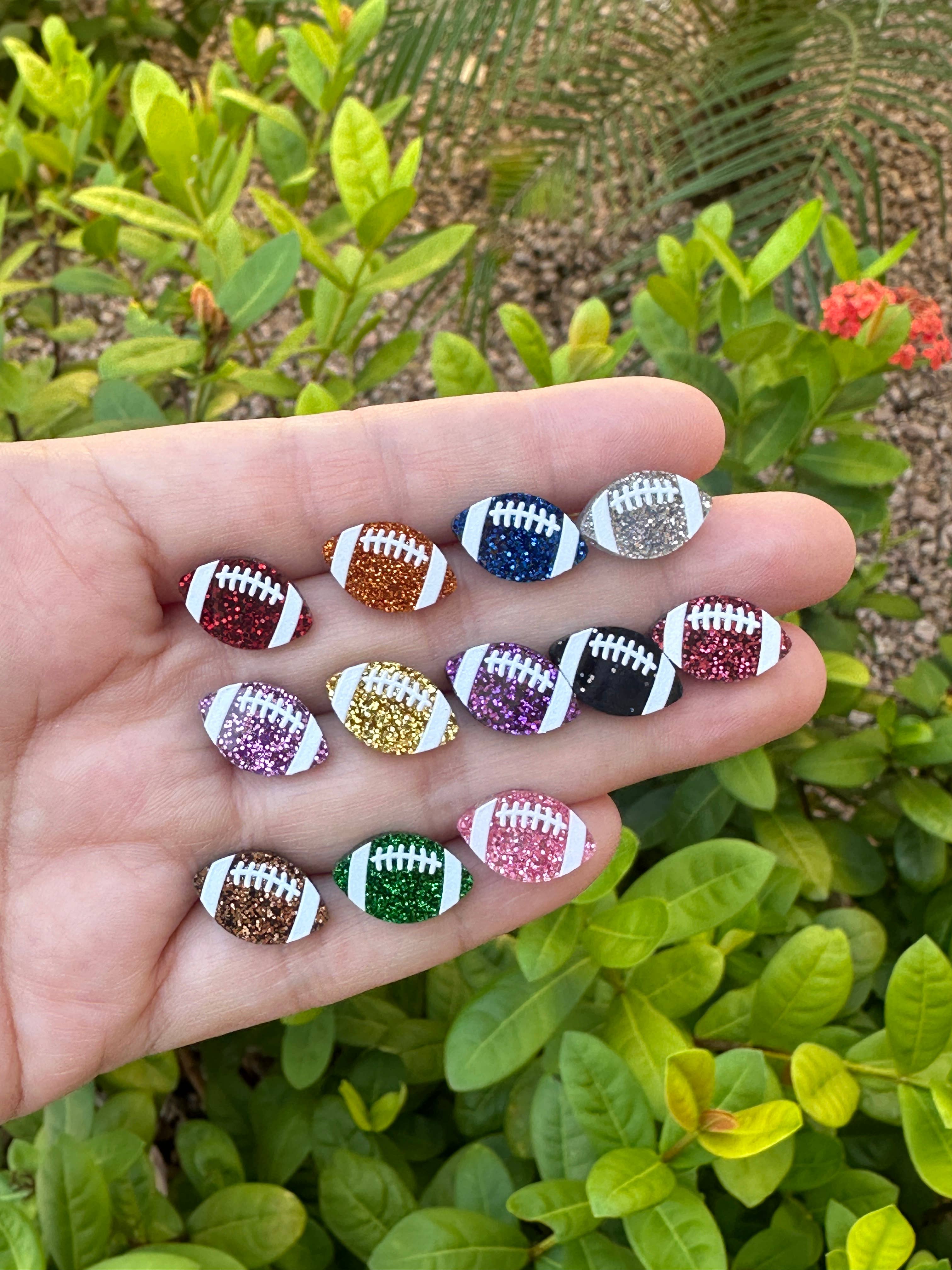 Football Glitter Acrylic Studs, Football Earrings