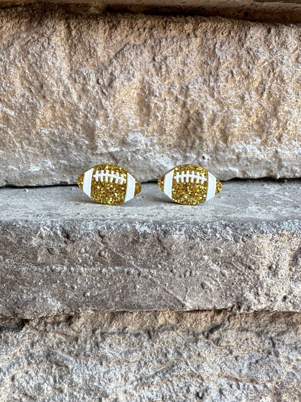 Football Glitter Acrylic Studs, Football Earrings