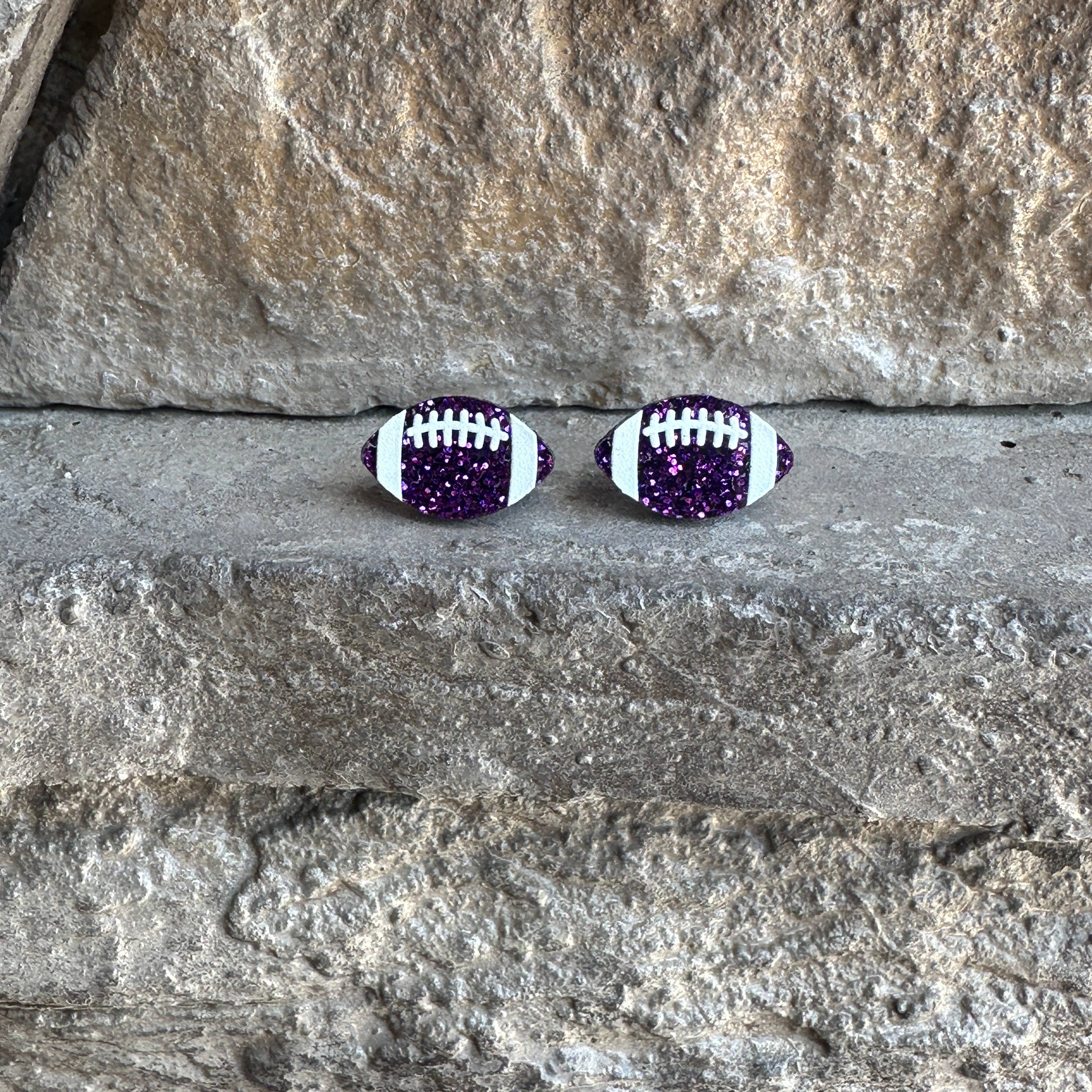 Football Glitter Acrylic Studs, Football Earrings