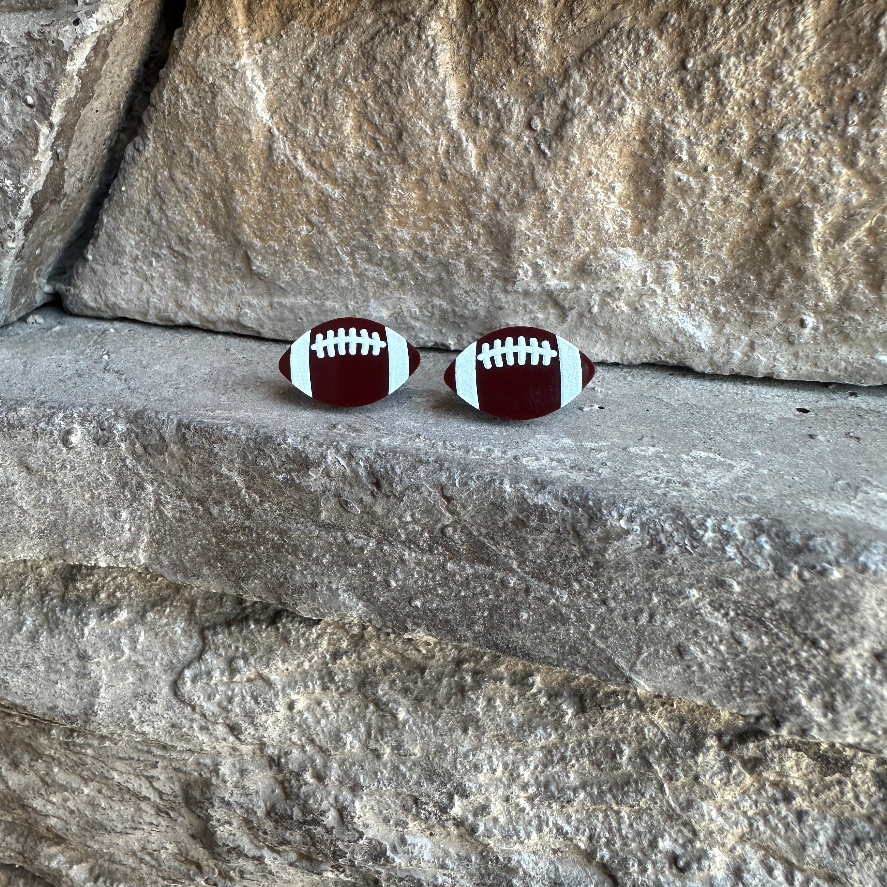 Football Acrylic Earrings, Team Spirit, Sports Earrings: Heart shape